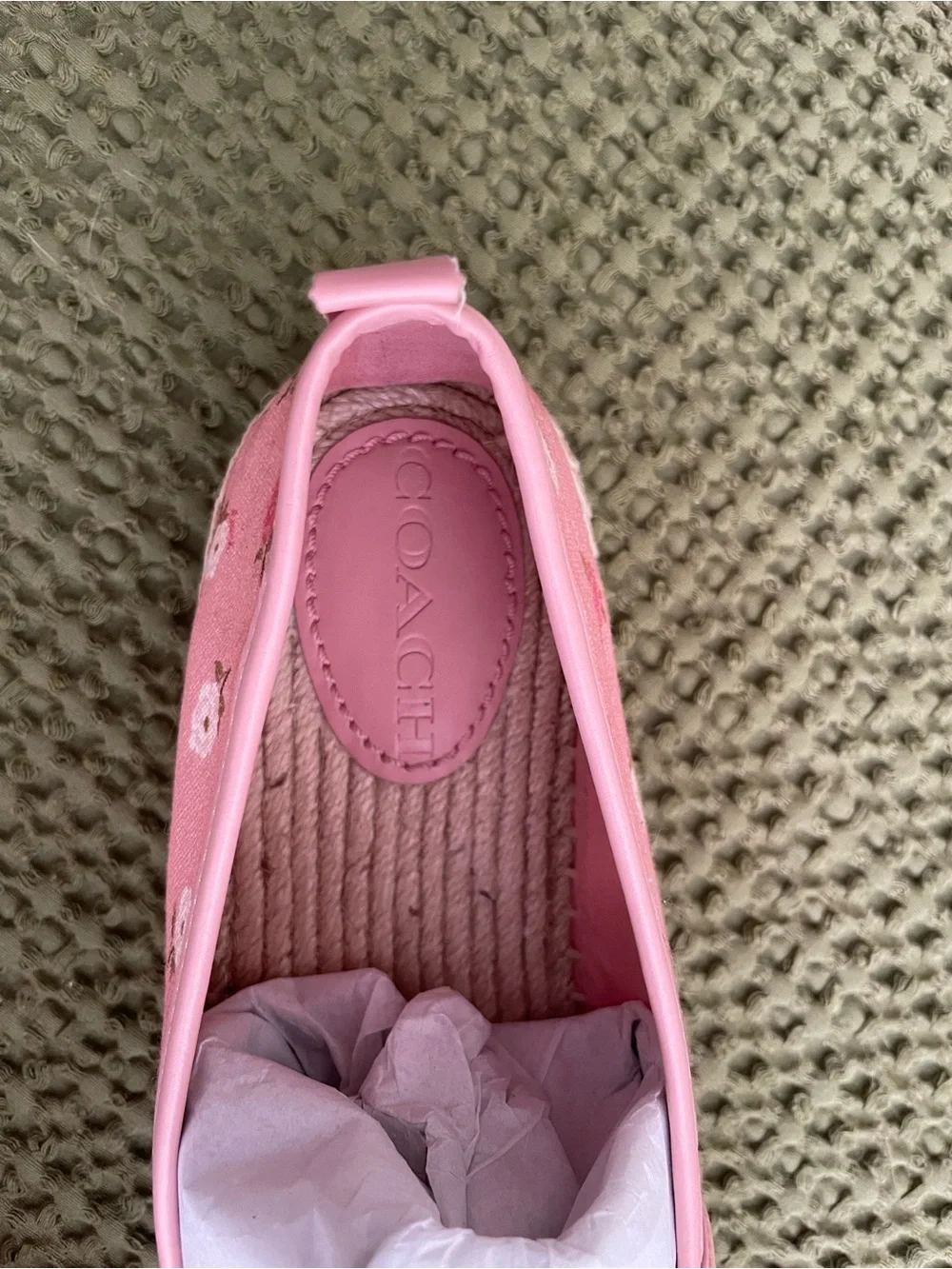 Coach Pink Floral Slip-On Espadrille Loafers - Women's